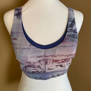 Lululemon Stash N Run Straps Back Sports Bra Watercolor Print, Estimated Sz 8–10